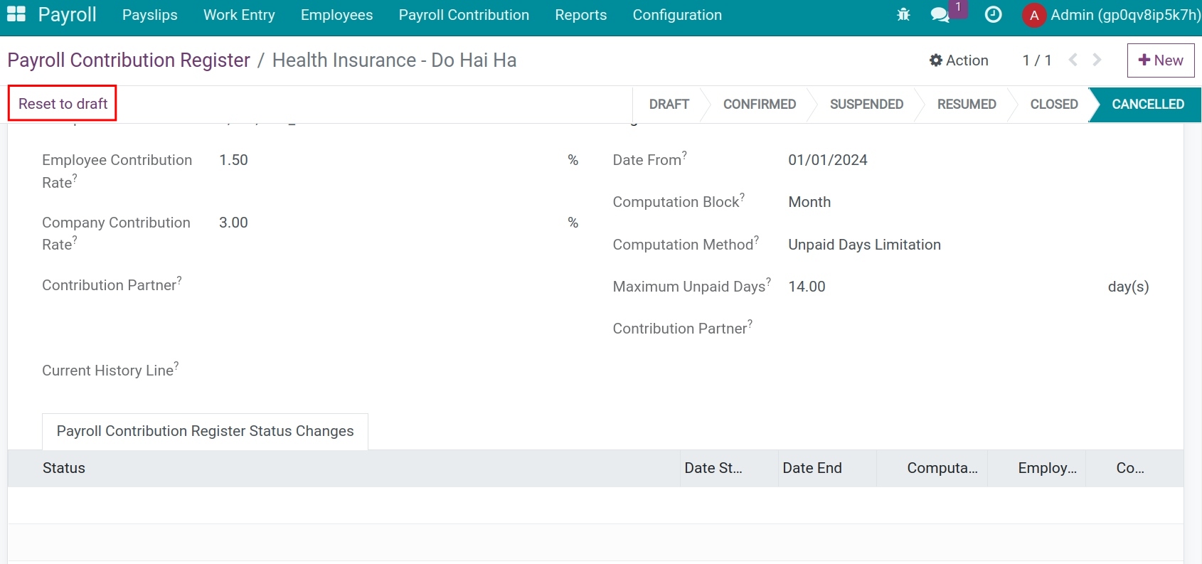 Reset a record to draft