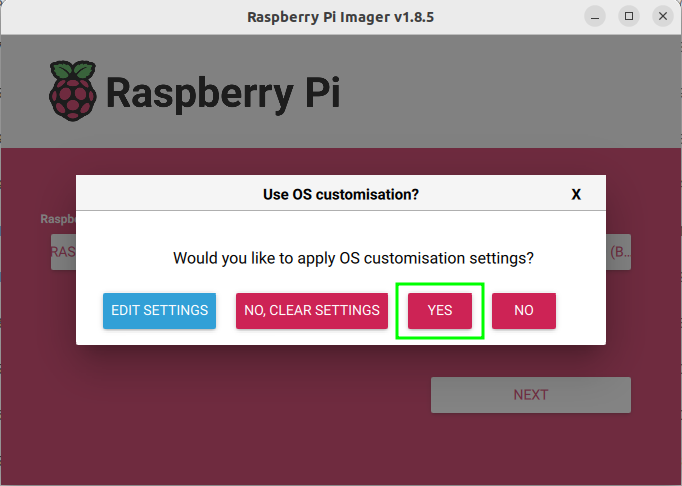 Select Yes to use optional configuration