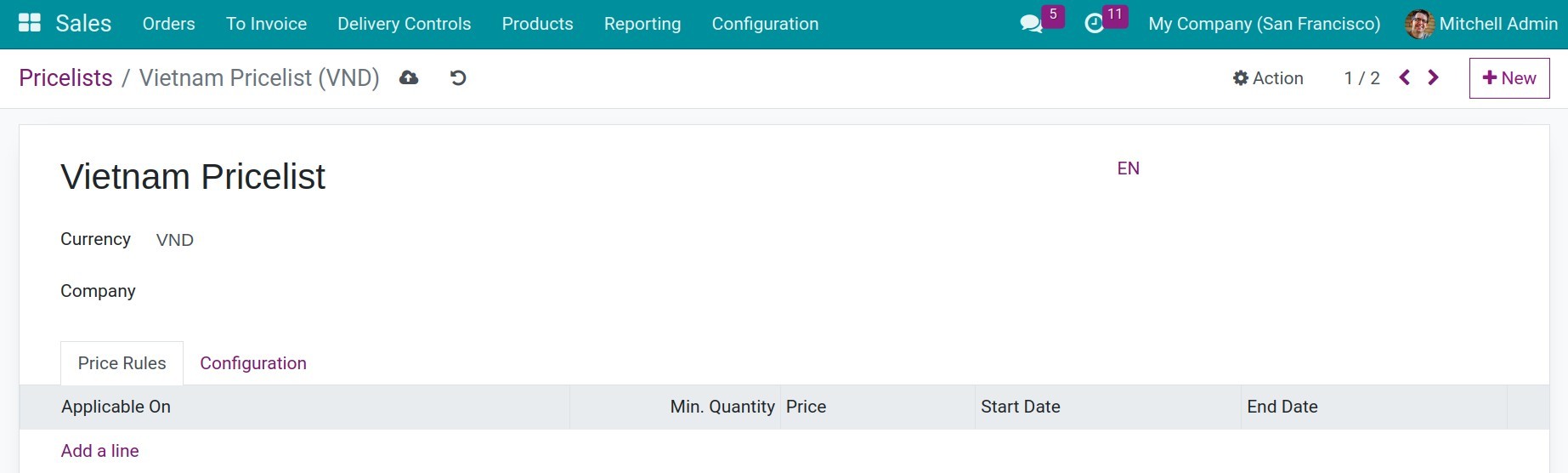 General information on a quotation