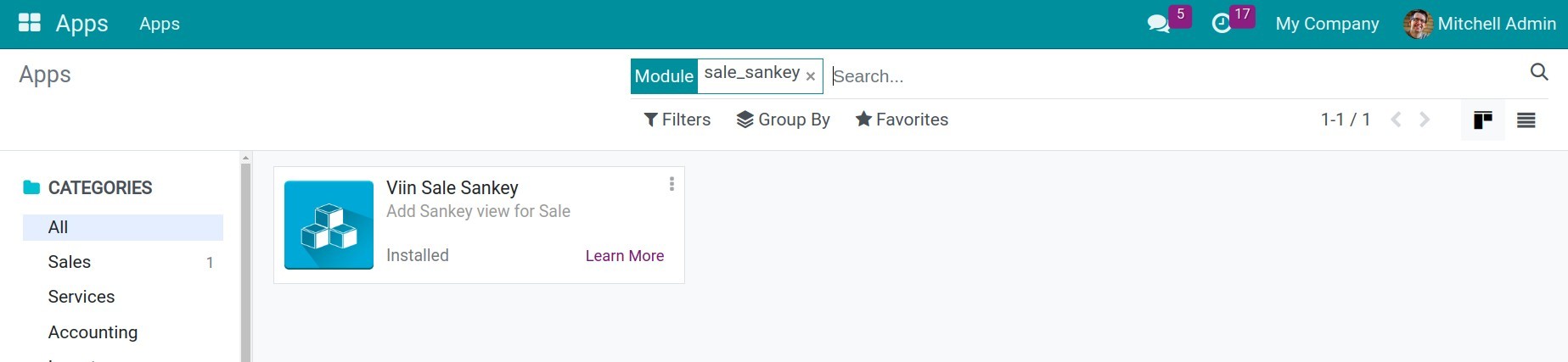 Install Sankey Chart for Sales - Viindoo