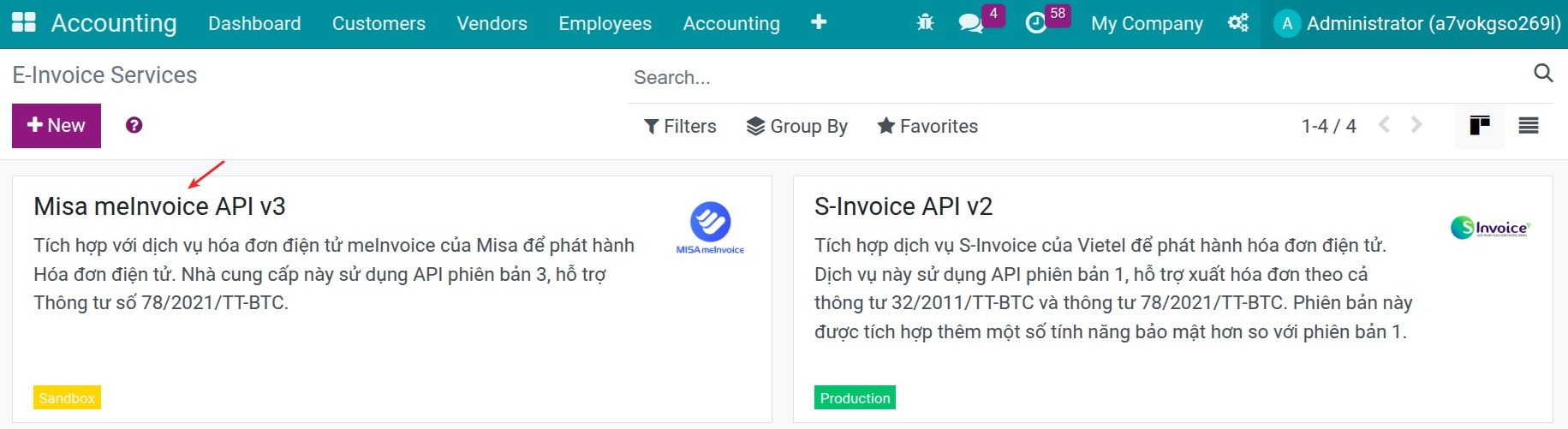Enable MeInvoice service