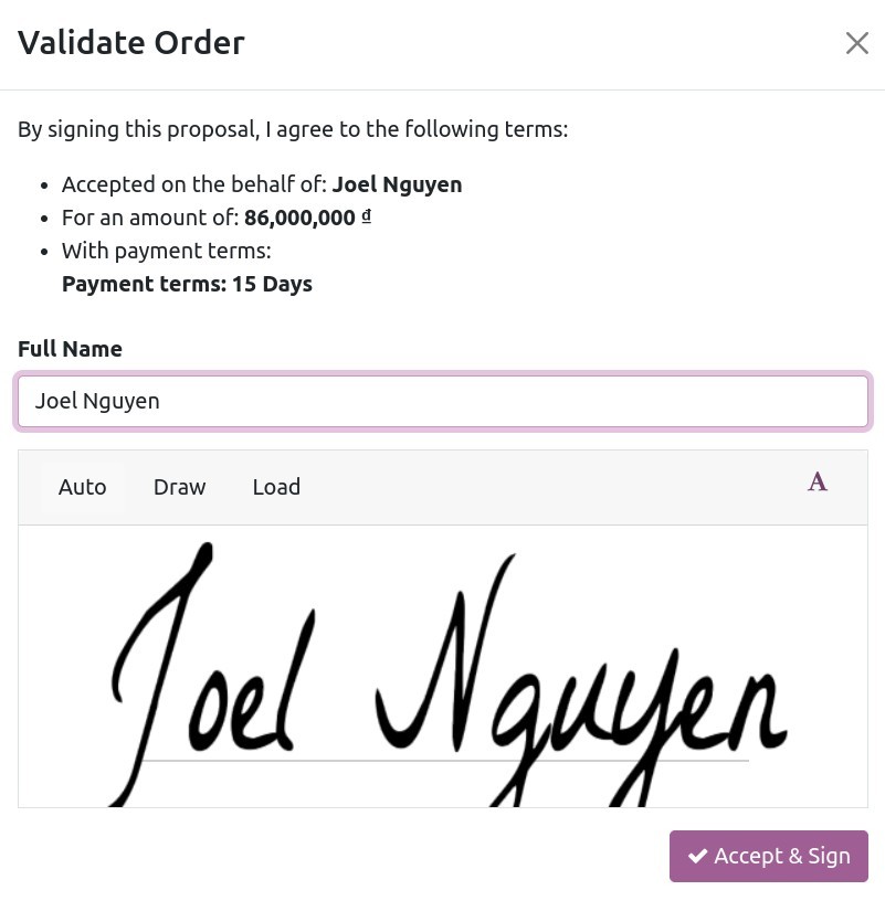 Online signing in Viindoo
