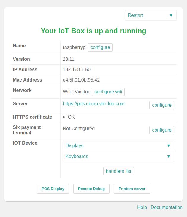 The successful login screen