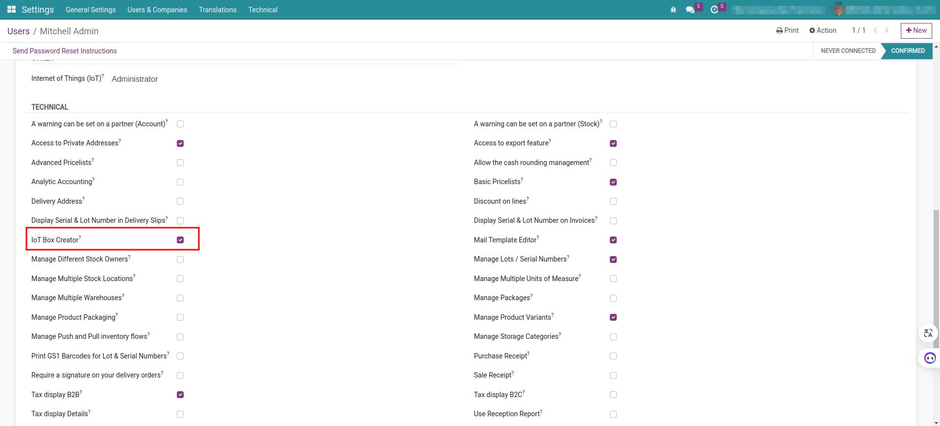 Users granted permission to create new IoT boxes