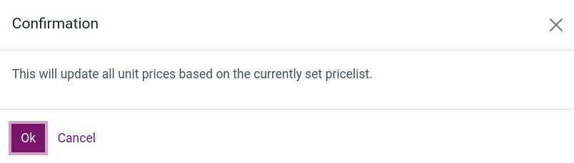 Update pricelist