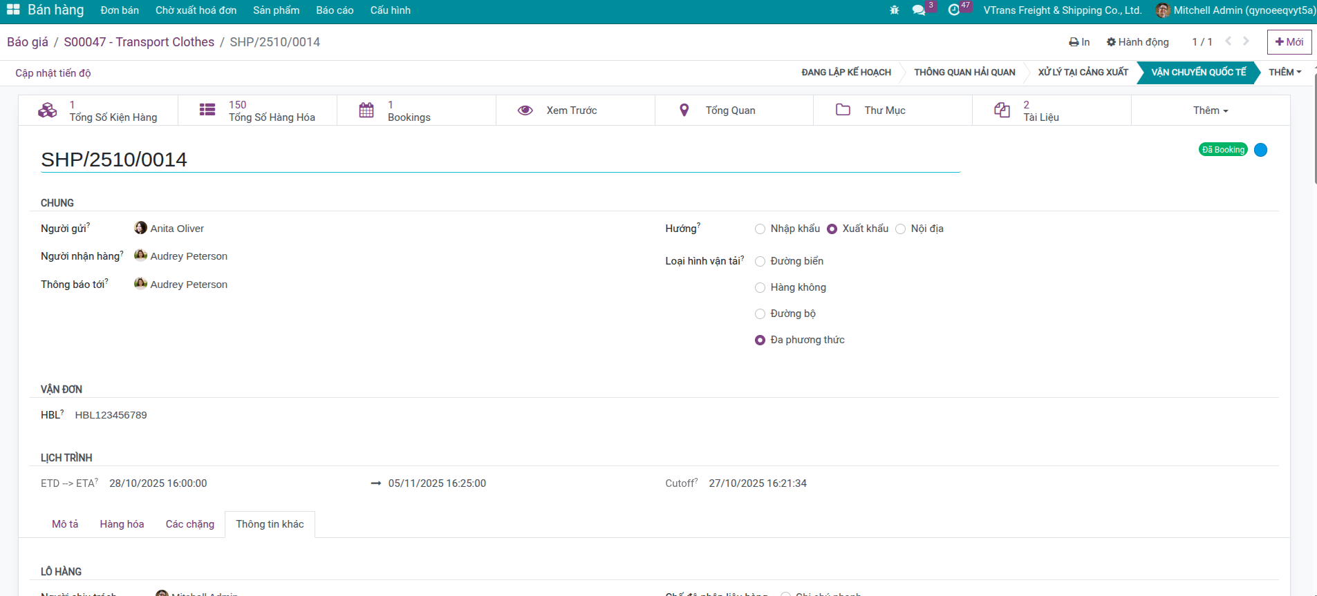 Shipment related party information