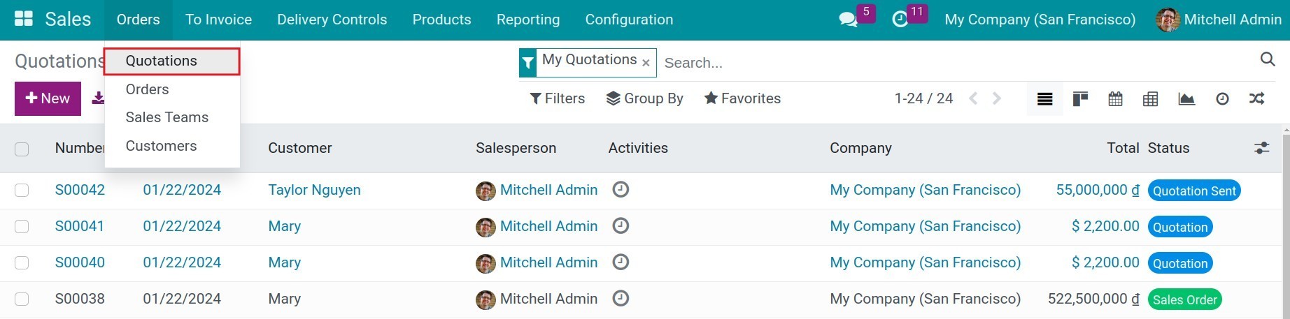 Create a new quotation in Viindoo