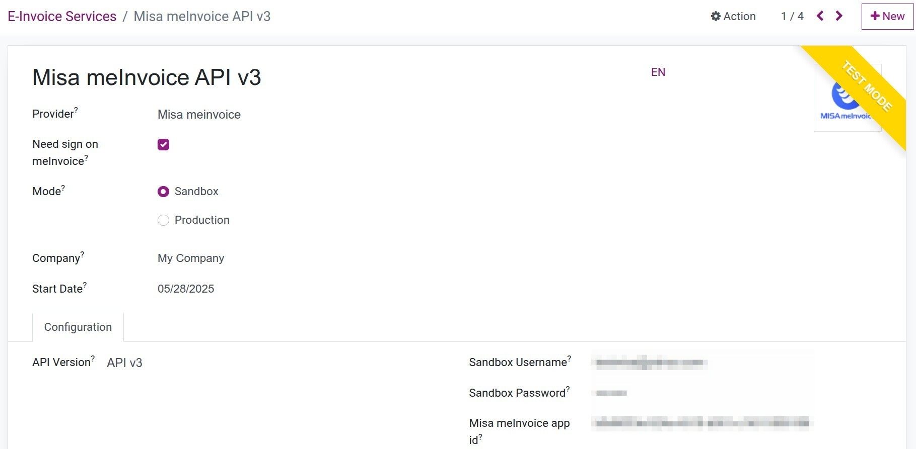 Set up MeInvoice information