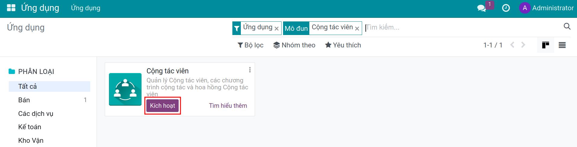 Cài đặt ứng dụng Cộng tác viên Viindoo