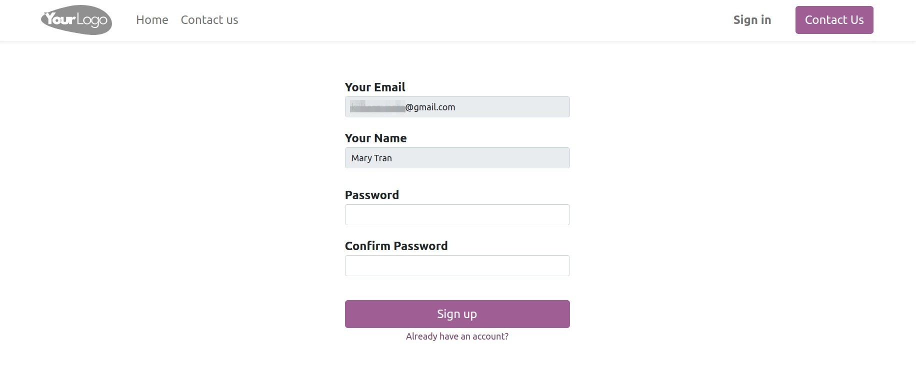 Thiết lập mật khẩu cho tài khoản