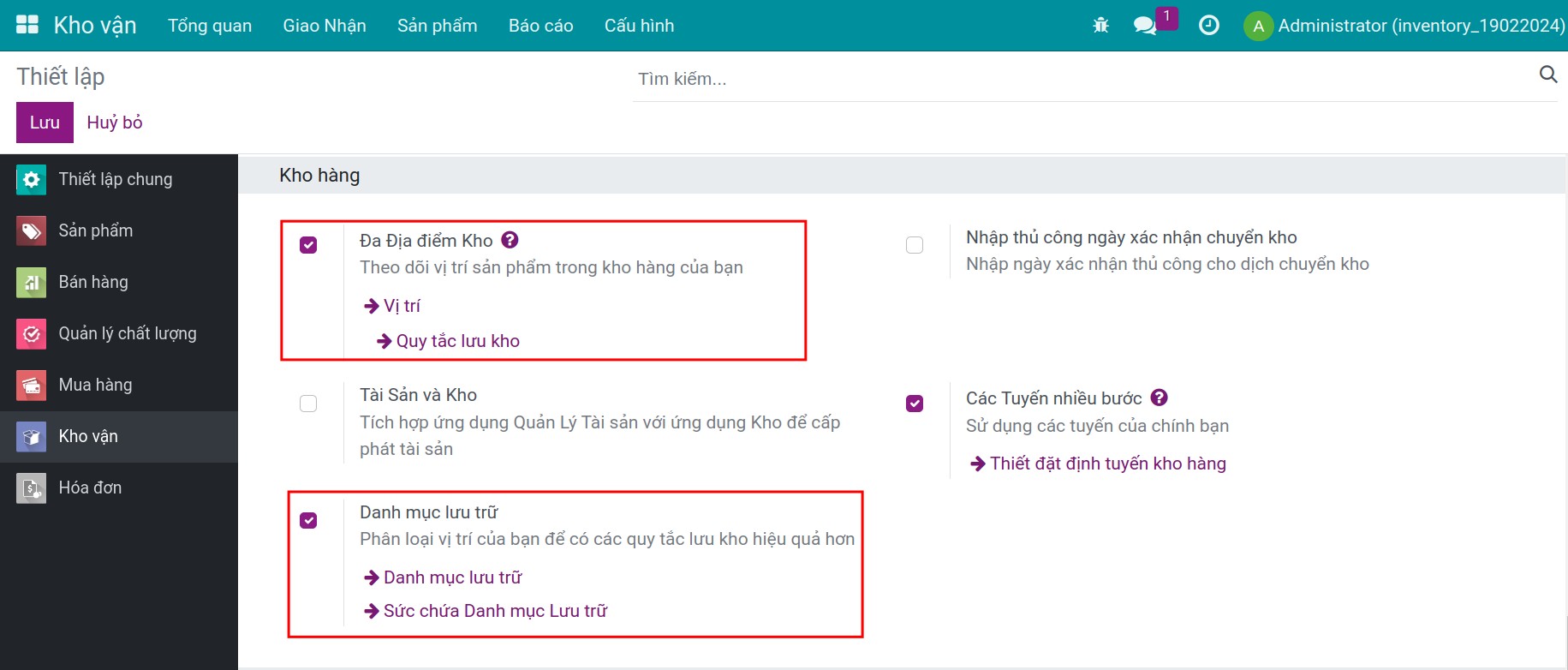 Kích hoạt tính năng về danh mục lưu trữ