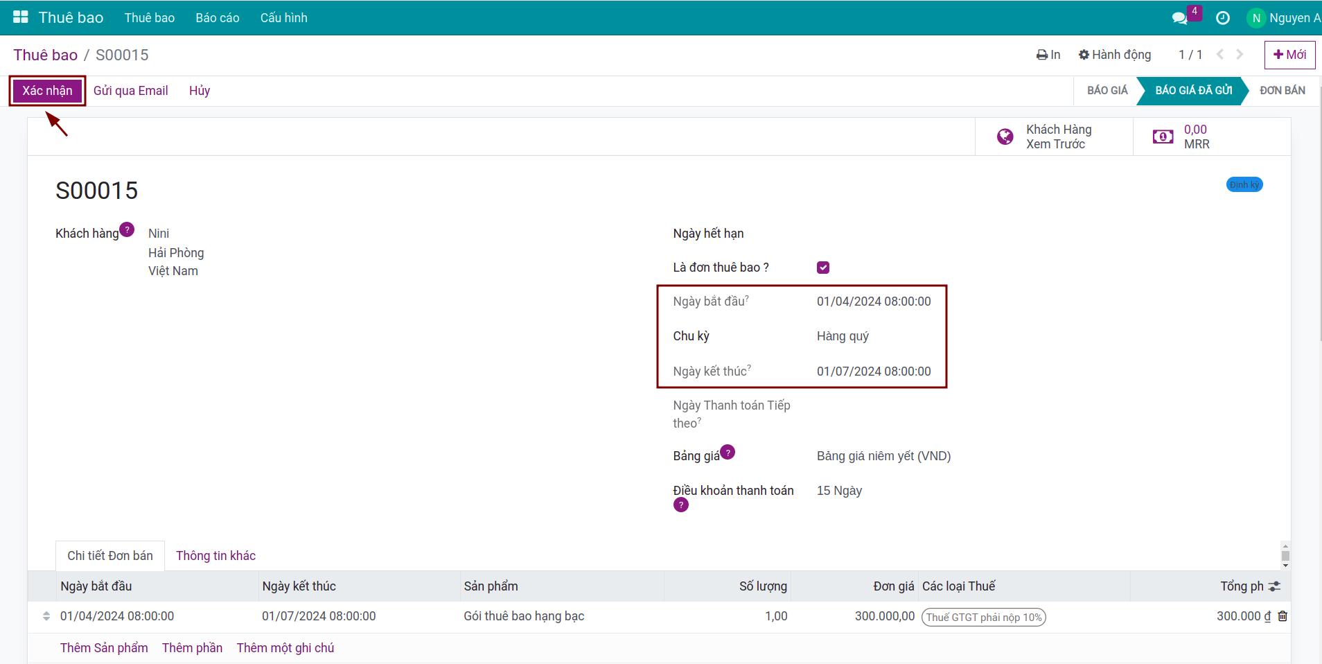 Nhập thông tin đơn báo giá