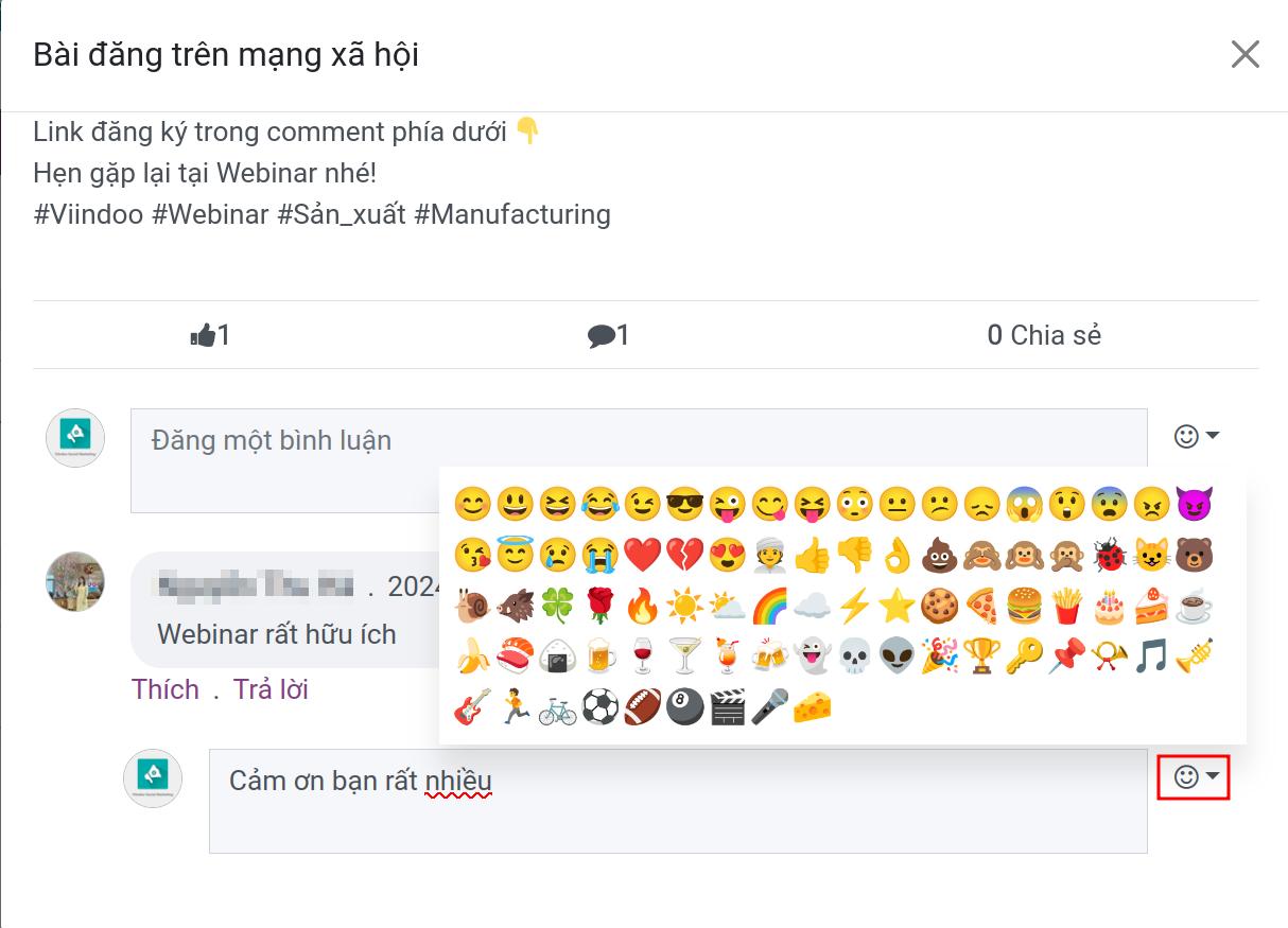 Biểu tượng cảm xúc khi trả lời bình luận