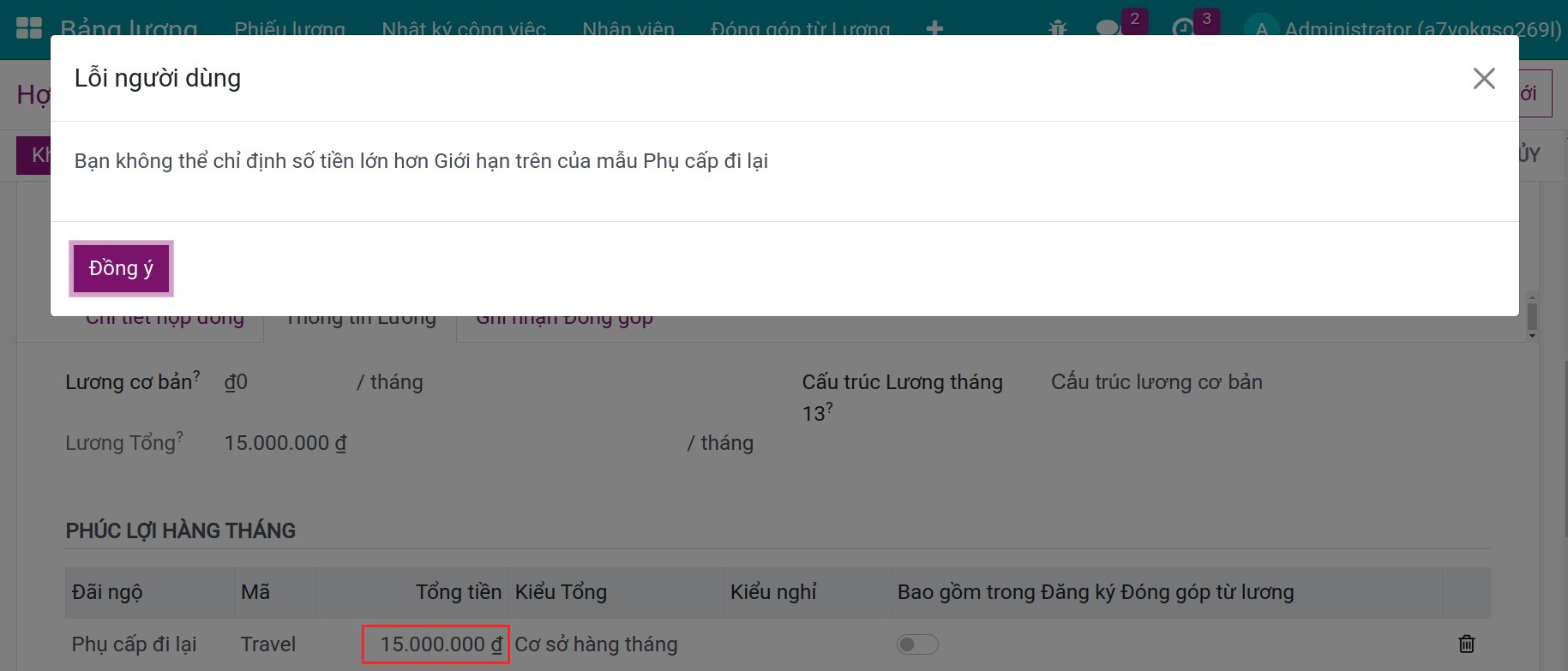 Cảnh báo khi đãi ngộ nằm ngoài khoảng cho phép