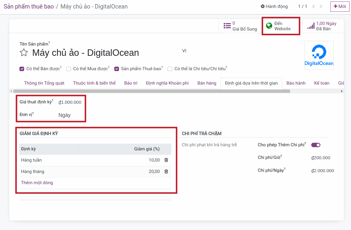 Chỉnh sửa sản phẩm thuê bao