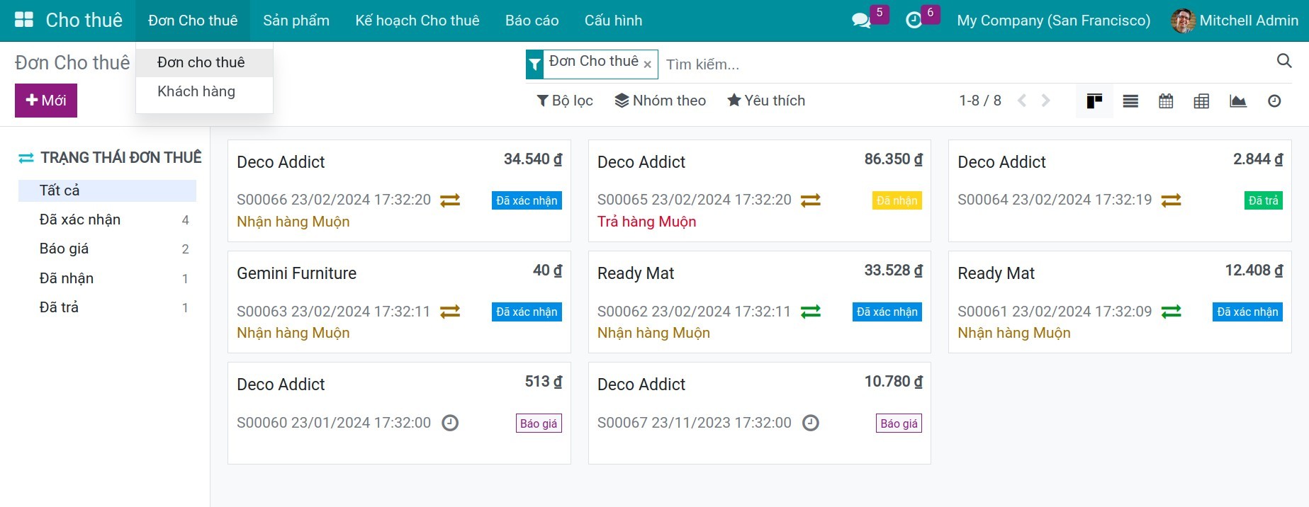 Menu đơn Cho thuê