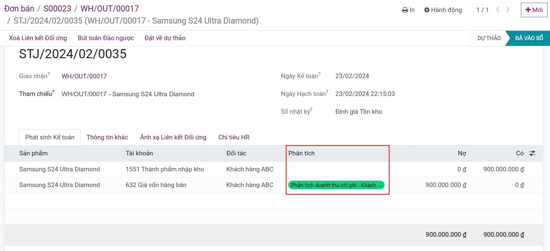 Phân tích chi phí giá vốn bằng tài khoản quản trị - Kế toán Viindoo