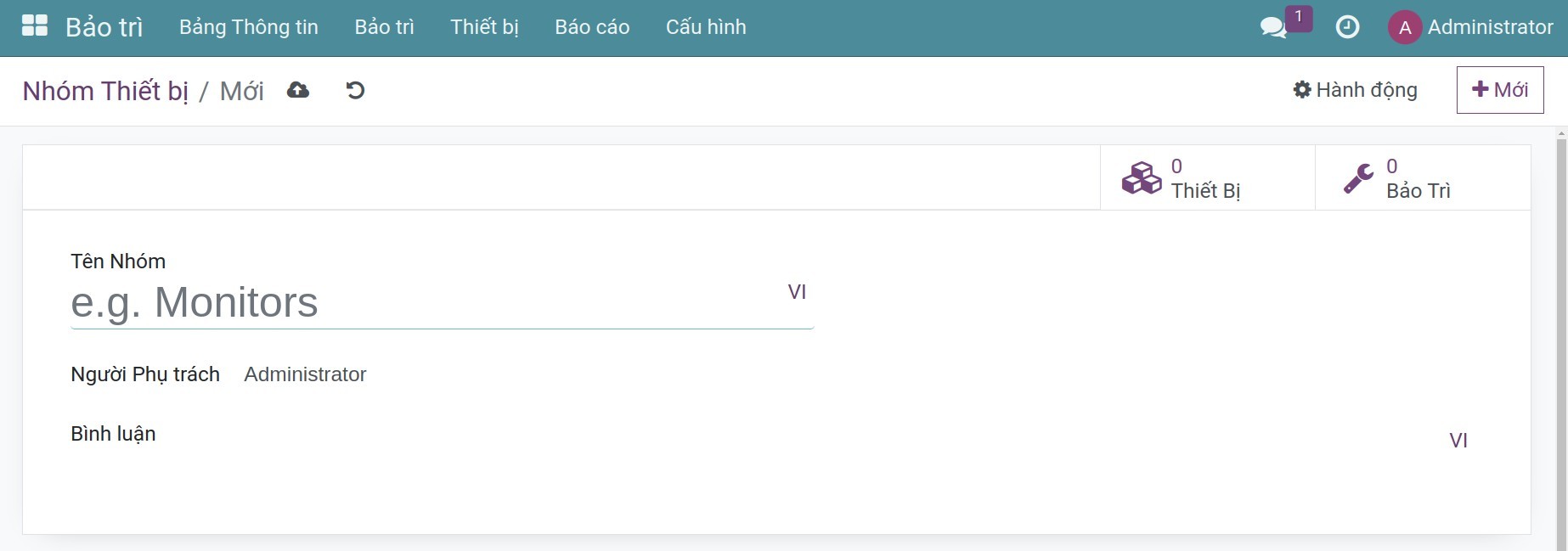 Thiết lập nhóm thiết bị 