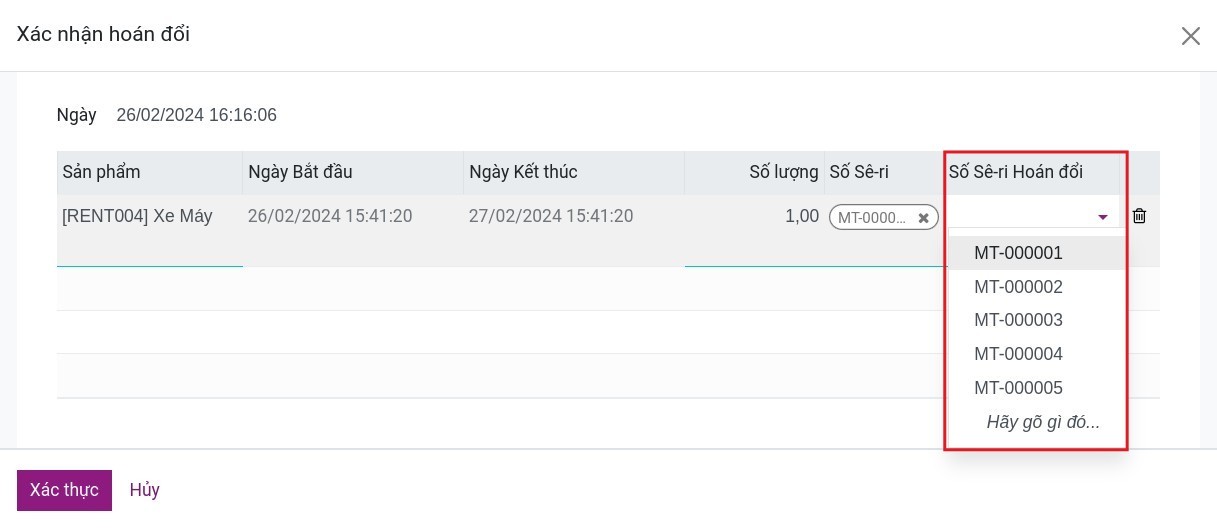 Chọn sản phẩm hoán đổi