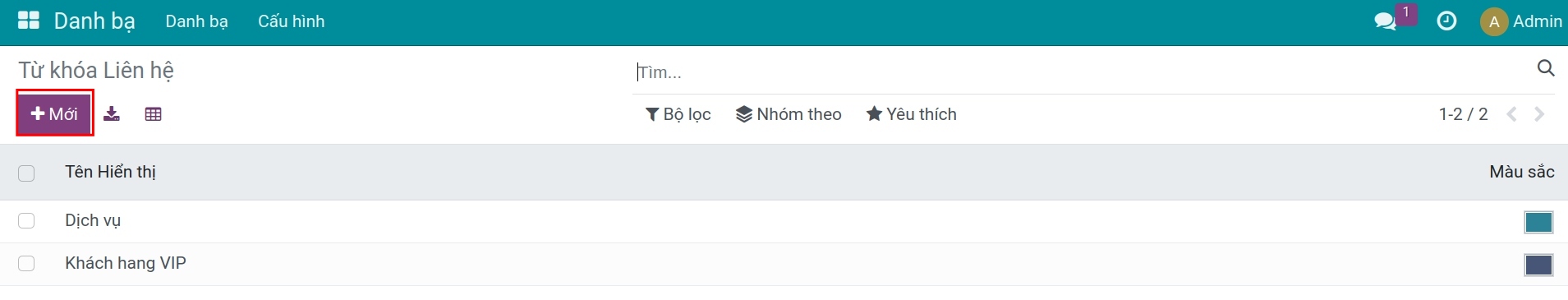 Danh sách thẻ đối tác Viindoo