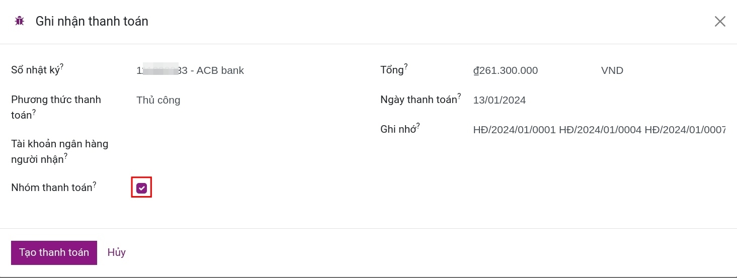 Kích hoạt Nhóm thanh toán trong Phần mềm Kế toán Viindoo