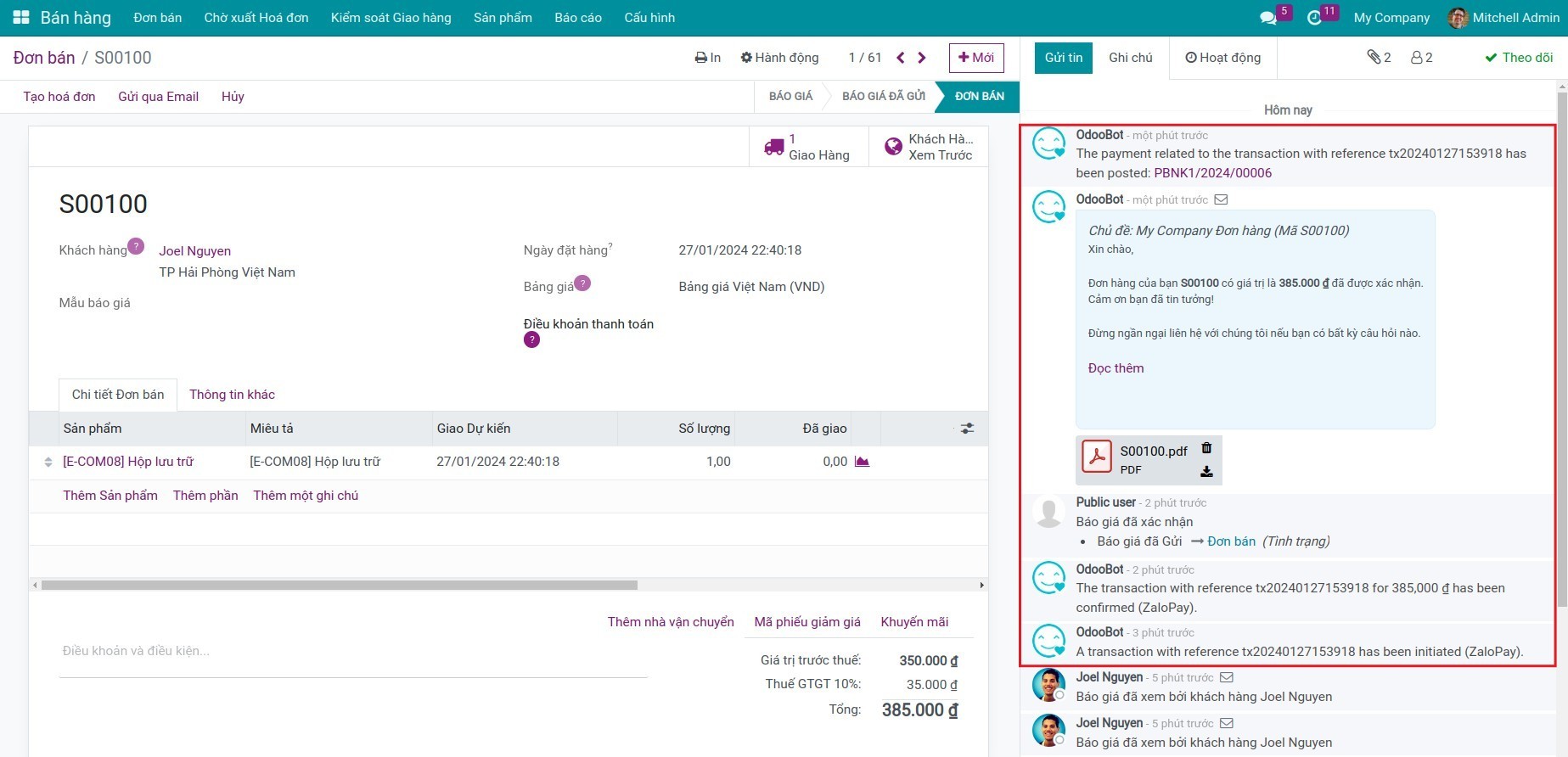 Thanh toán thông qua nhà cung cấp dịch vụ thanh toán.