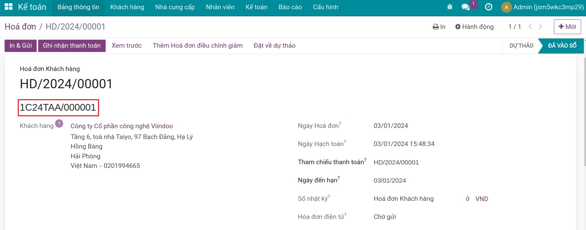 Phát sinh kế toán - Phần mềm kế toán Viindoo