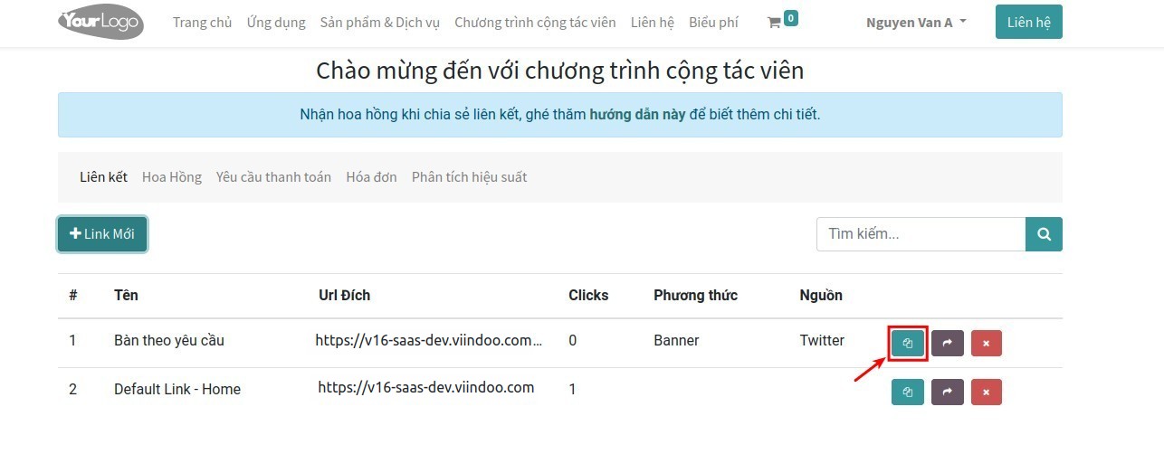 Sao chép affiliate link