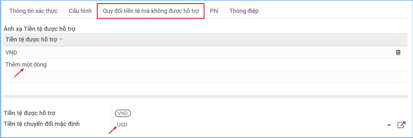 Tab Quy đổi tiền tệ không được hỗ trợ - Viindoo Accounting