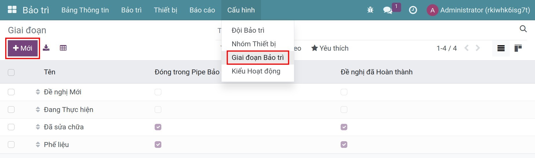 Tạo giai đoạn bảo trì