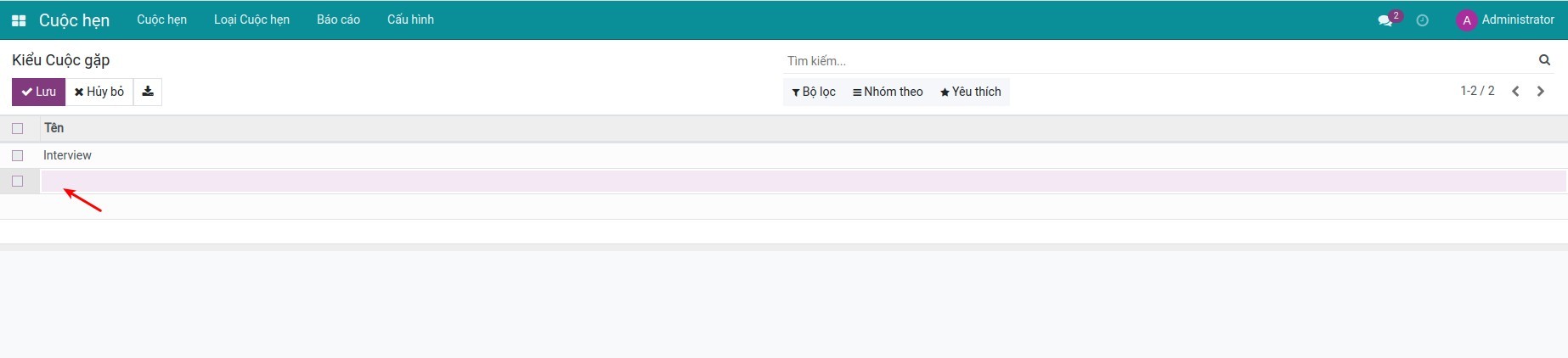 Tạo thẻ trong cuộc hẹn.