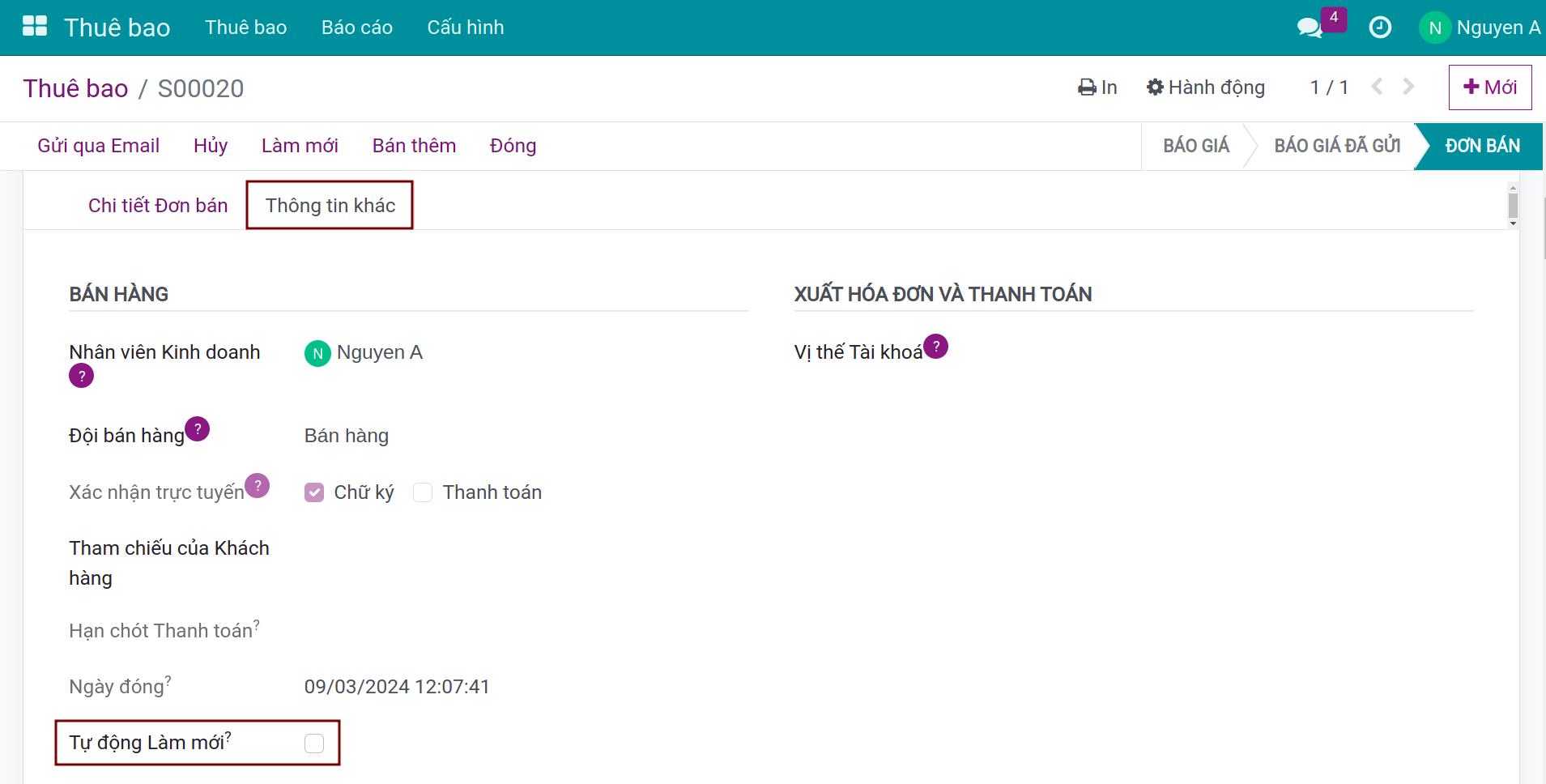 Không tự động làm mới