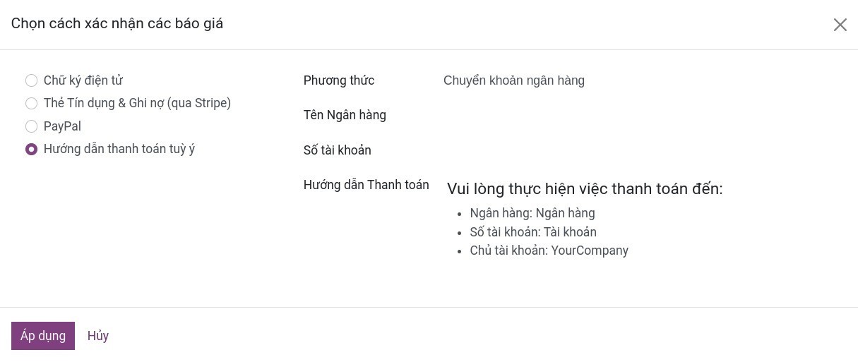 Thiết lập hình thức thanh toán để xác nhận đơn hàng - Viindoo