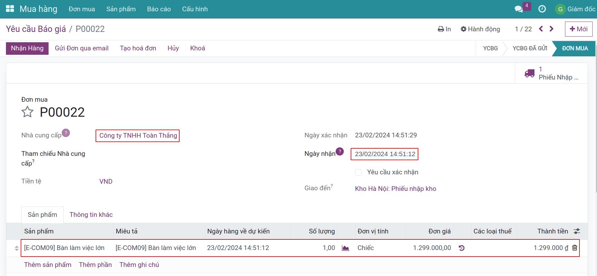 Giá mua theo nhà cung cấp trong RFQ - Viindoo