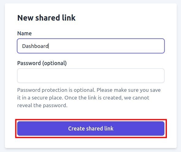 Tạo shared link mới