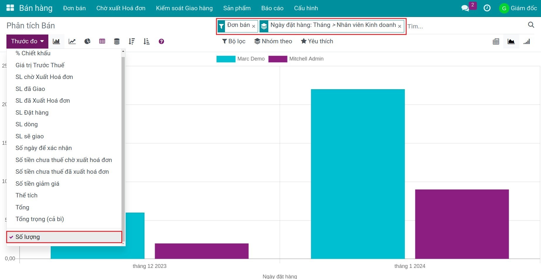 Thước đo và nhóm theo báo cáo - Viindoo