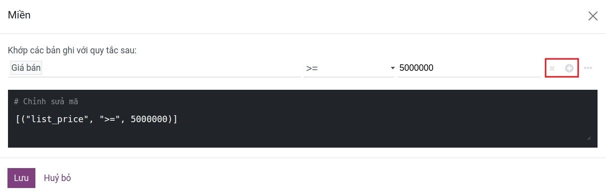 Thiết lập điều kiện chương trình khuyến mãi