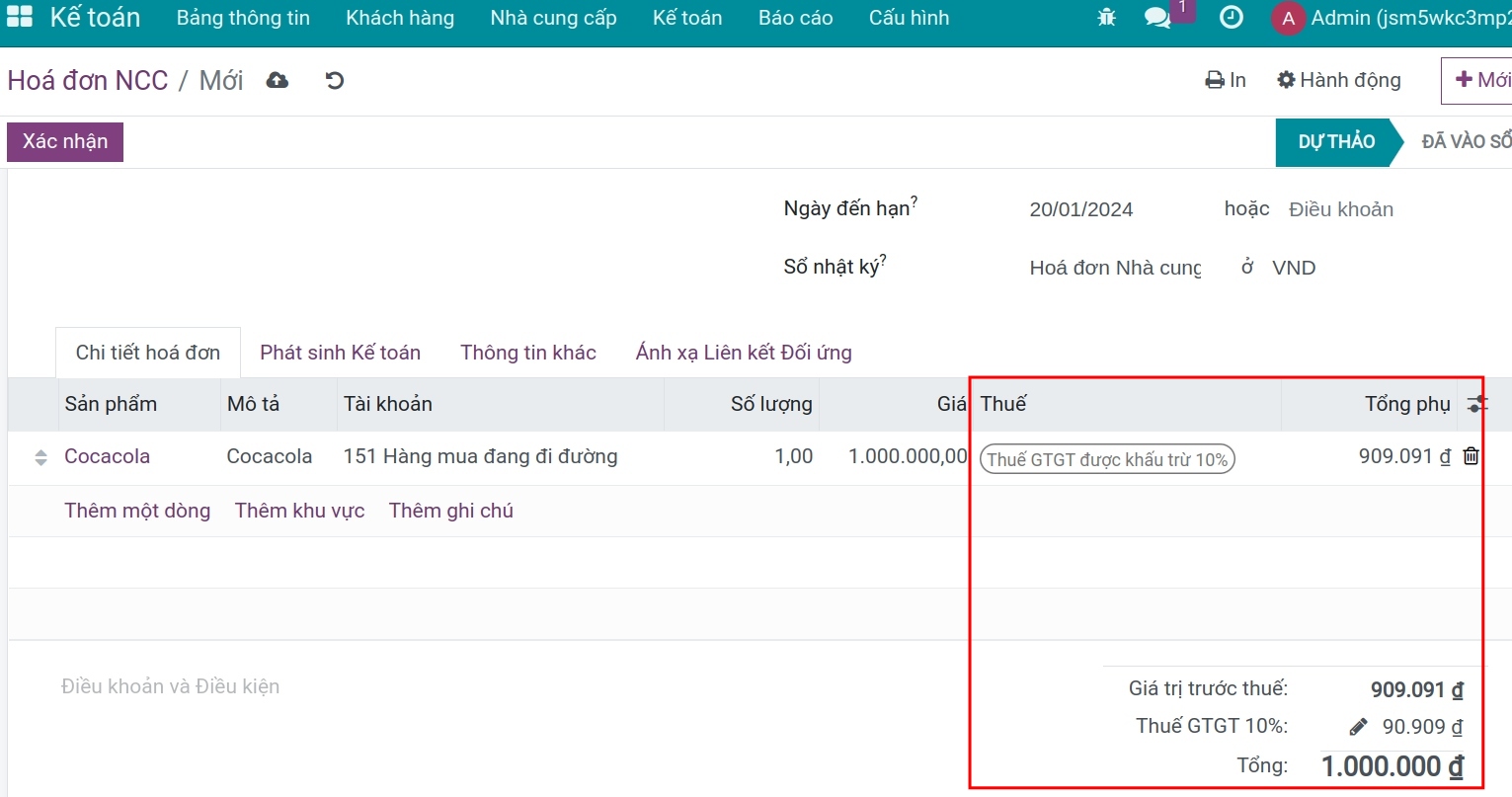 Giá đã bao gồm thuế trên hóa đơn