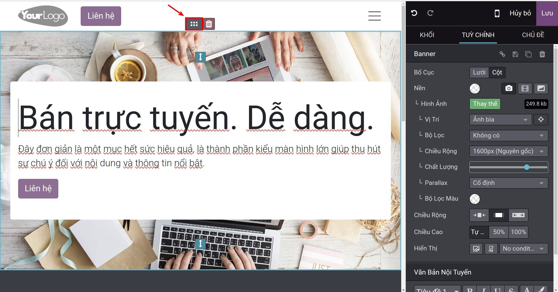 Di chuyển khối nội dung