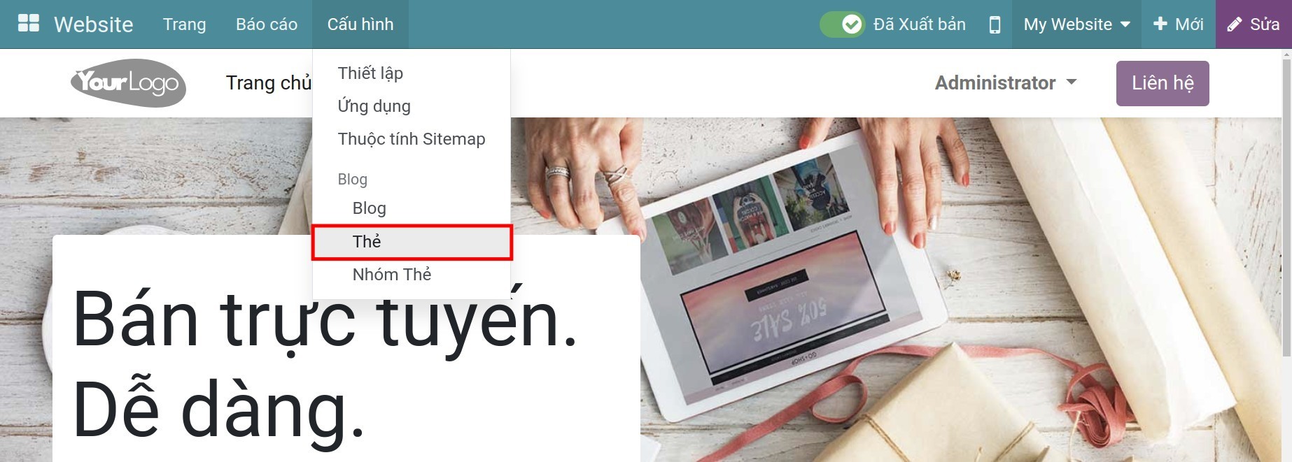 Tạo thẻ mới cho blog