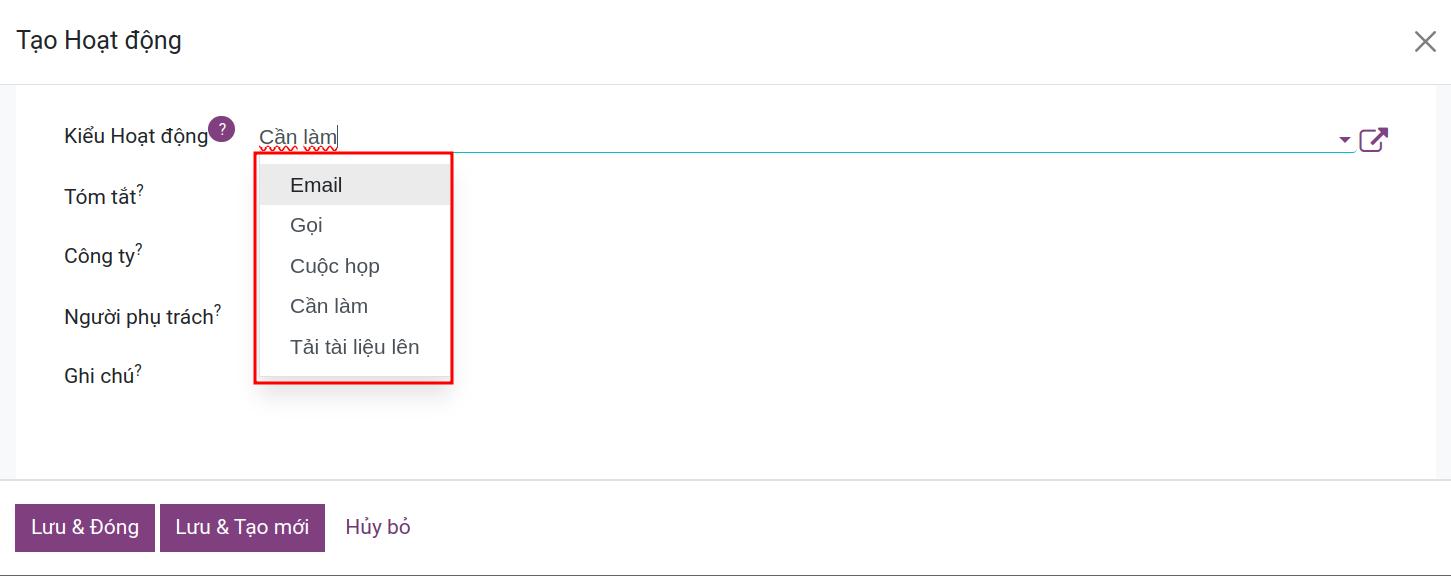 Chọn kiểu hoạt động