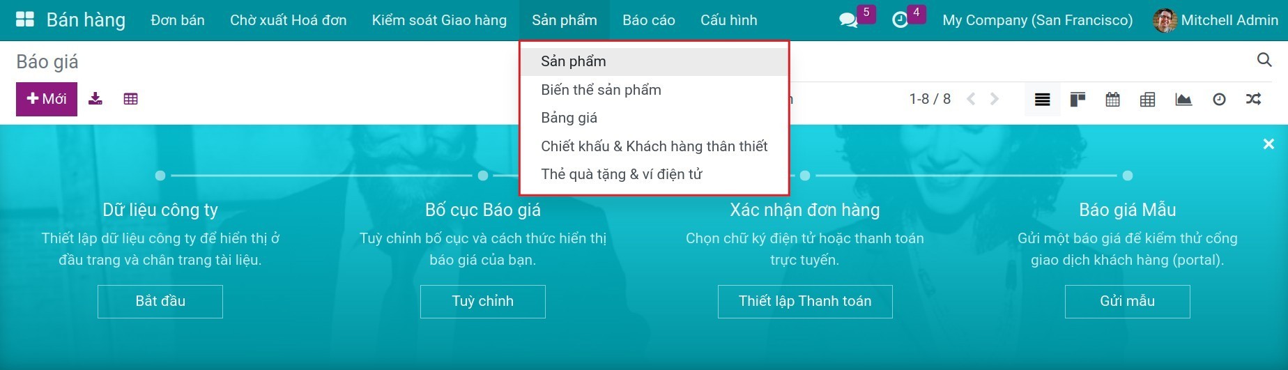 Sản phẩm trong ứng dụng bán hàng - Viindoo