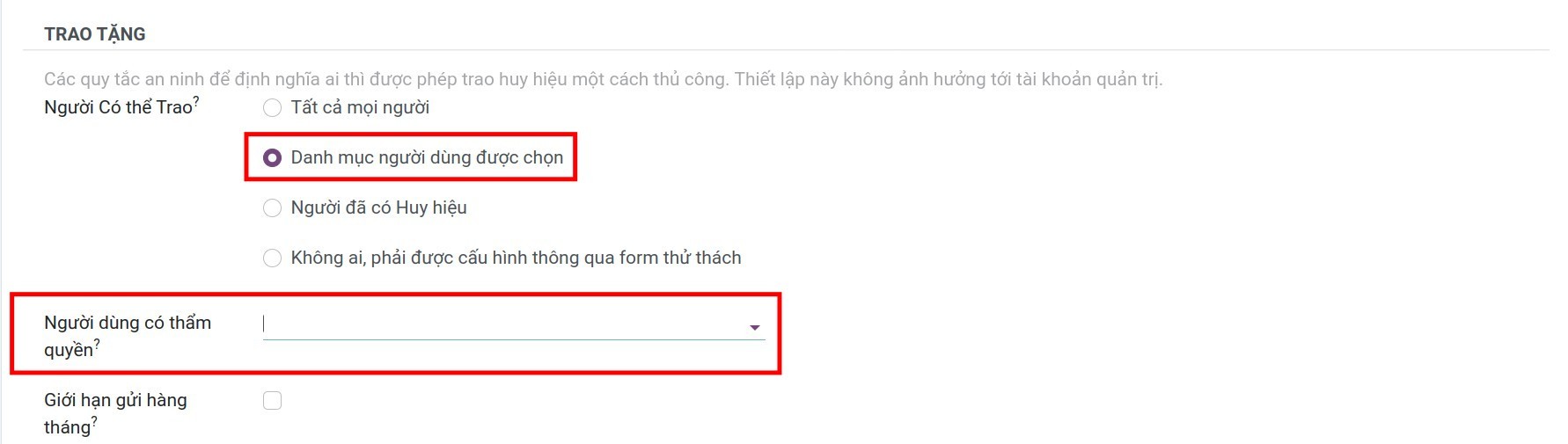 Người dùng có thẩm quyền.