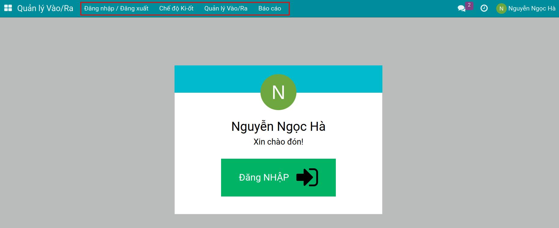 Quyền cán bộ và quản trị viên Quản lý Vào/Ra