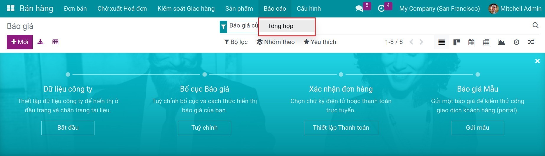 Báo cáo trong ứng dụng bán hàng - Viindoo