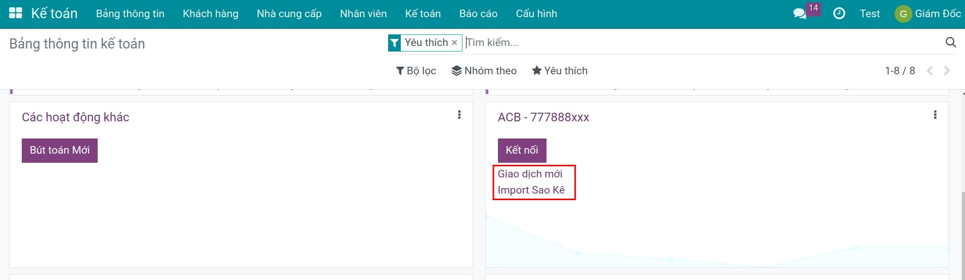 Chọn sổ nhật kí ngân hàng cần sao kê - Phần mềm kế toán Viindoo