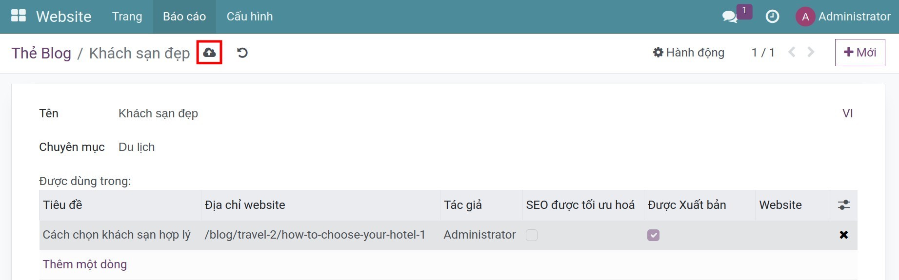 Tạo thẻ mới cho blog