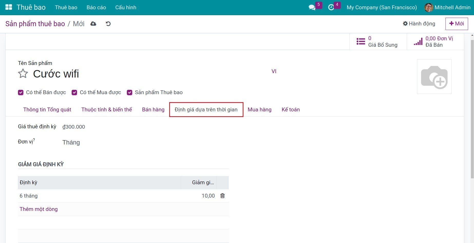 Giảm giá định kỳ cho sản phẩm thuê bao