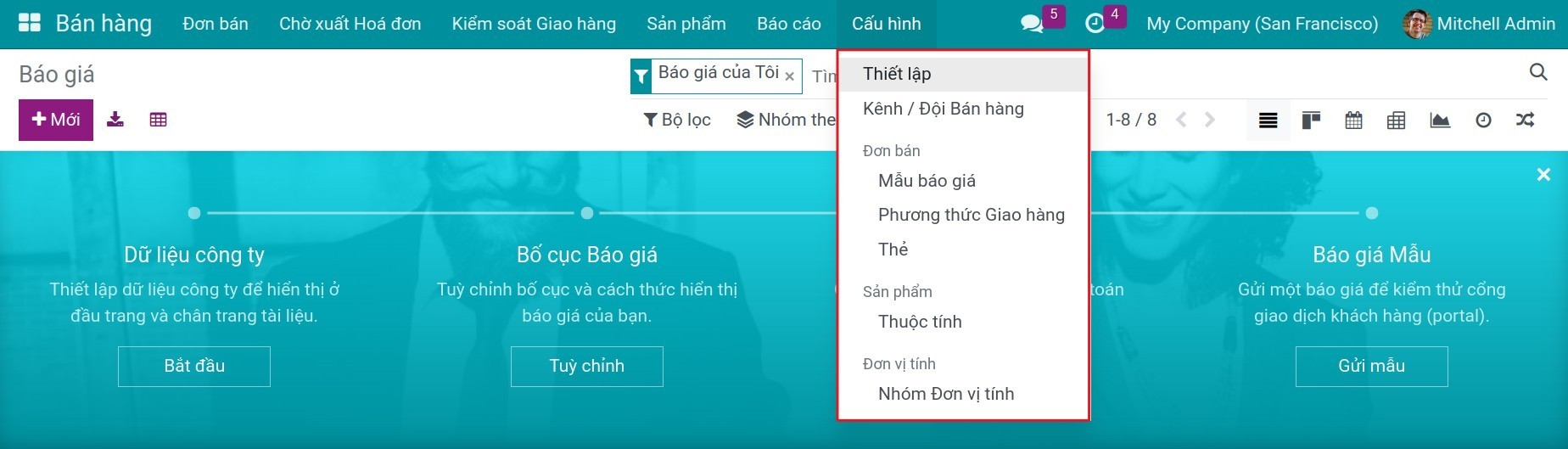 Cấu hình trong ứng dụng bán hàng - Viindoo
