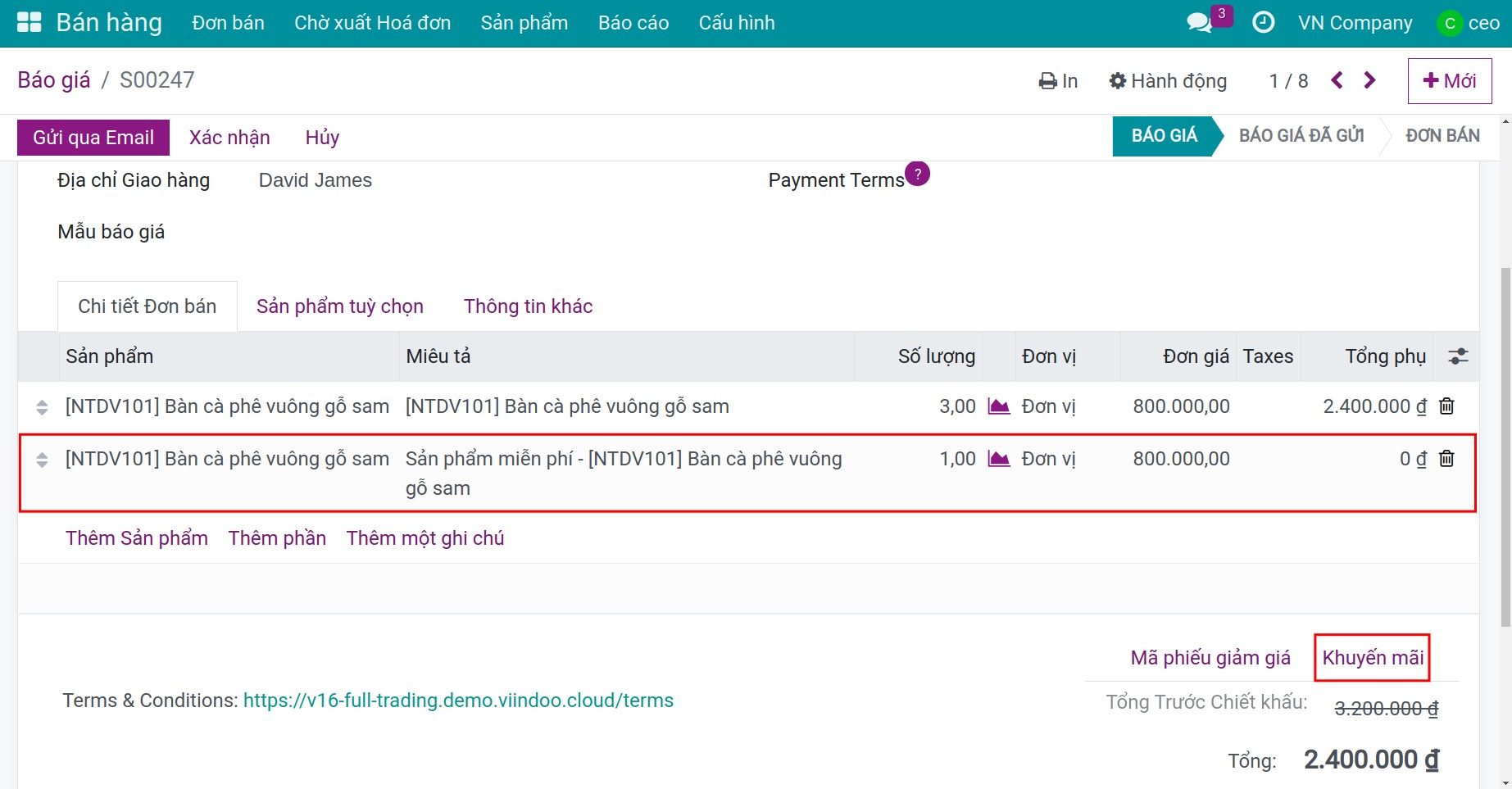 áp dụng mua x tặng y trong Bán hàng